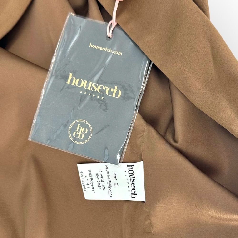 HOUSE OF CB NWT BIANCA MOCHA SATIN CORSET MIDI DRESS MOCHA BROWN SIZE XS - Picture 14 of 15